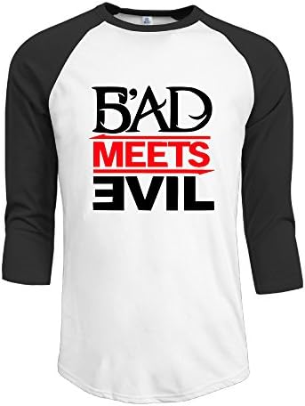 DDTD Bad Meets Evil Men's Casual Raglan Tee, Black ,XXL