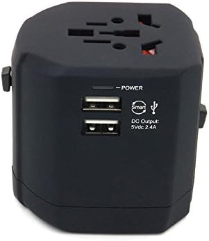 Lenofocus World Travel Adapter with Dual USB Charger International [US UK EU AU] All-In-One Universal Travel Plug Converter Adapter