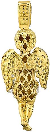 Solid .925 Sterling Silver 14K Gold Finish Angel Men's Pendant