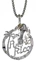 Sterling Silver 5/8" (17mm) Tall Puerto Rico Pendant