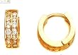 14k Yellow Gold Huggie Earrings With Two Rows Of CZs