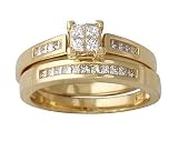Princess Bridal Duo Set 14K Yellow Gold