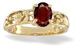 14K Yellow Gold Genuine Oval Garnet Grapevine Ring