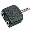 Adaptateur avec fiche Jack 3,5mm st�r�o m�le ET fiche 2 x Jack 3,5mm st�r�o femelle