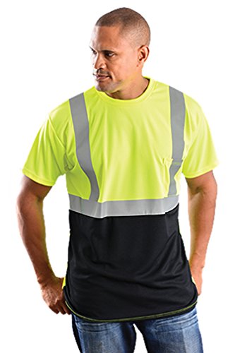 Classic Black Bottom T-Shirt Wicking Birdseye Hi-Viz Safety Shirt - XL-YELLOW-