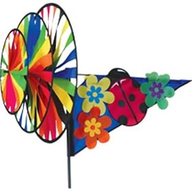 Pink Ladybug Triple Garden Spinner