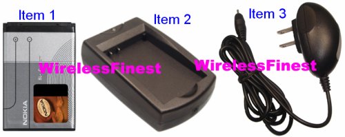(3 Items Combo) New Original Oem Authentic Nokia Battery Bl-5c Bl5c + External Battery Desktop Charger + Home Ac Wall Travel Charger for Nokia At&t ATT 6555 6205 3555 6263 6086 6085 6822 6820 Cell Phone