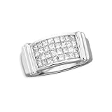 14K White Gold 1 ct. 4 Row Princess Cut Diamond Ring