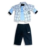 Calvin Klein - Infant Boys 3 Piece Short Sleeve Pant Set, White, Navy, Light Blue