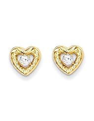 MadiK® 14k Yellow Gold Polished Heart w/CZ Post Stud Earrings