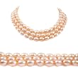 AugustinaJewelry Triple Strand 16-18 Inches 8-9mm Pink Oval Shape Freshwater Cultured Pearl Necklace
