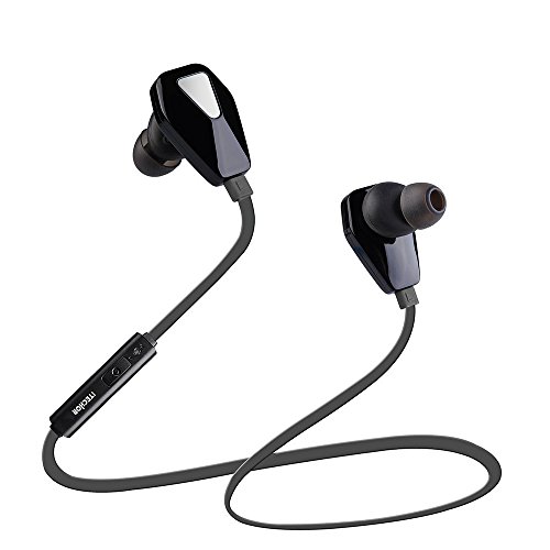 [Buy One Headphone Get One Lightning Cable] Bluetooth Headphones, iTECHOR Wireless Bluetooth In-ear Stereo Gym Headphone Sport Headset with Mic for IOS and Other Bluetooth Android Devices(Black)