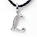 Silver Diamond Initial Pendant L with Silk Cord