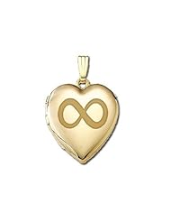 Solid 14K Yellow Gold "Sweetheart" Infinity Locket 3/4 inch x 3/4 inch in Solid 14K Yellow Gold