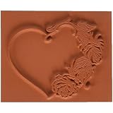 Deep Red Stamps Heart with Roses Rubber Stamp