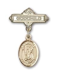 Gold Filled Baby Badge with St. Helen Charm and Godchild Badge Pin