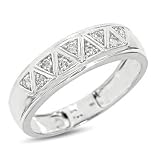 1/5 Carat T.W. Round Cut Diamond Mens Wedding Ring 10K White Gold Wedding Ring - Free Gift Box -