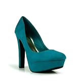 Delicious Dark Teal Thick High Heel Platform Pump