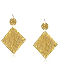 Devon Leigh Gold Dipped Hammered Diamond Shape Drop Earrings