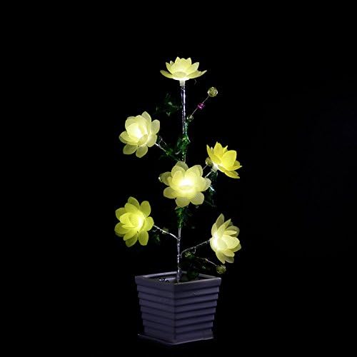 Deluxe Sakura Cherry Blossom LED Flower Tree Light,Sparkly 6 Head Imitated Crystal Bonsai Light with Vase, USB Romantic Flower Night Light Gift for Girl/Women/Girlfriend/Wife/Lover, Yellow Branch