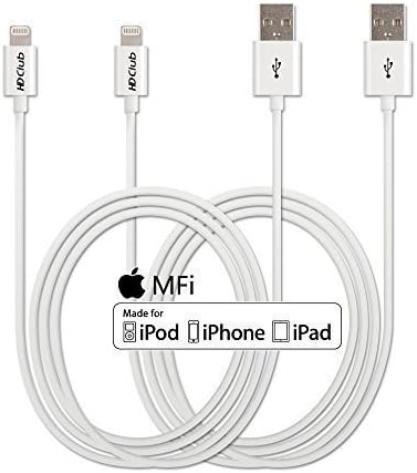 [Apple MFi Certified] HDClub® Lightning to USB Cable 2-Pack of 3ft(1meters) 8 pin to USB SYNC Cable Charger Cord with Ultra-Compact Connector for Apple iPhone 6s 6 Plus iPhone 5 / 5s / 5c, iPod 7, iPad Mini / mini 2/ mini 3, iPad 4 / iPad Air / iPad Air 2(Compatible with iOS 8) [White]