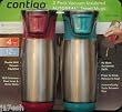 2 Pack Vacuum Insulated Contigo AUTOSEAL Stainless Steel Travel Mugs - 1 x RASBERRY and 1 x AQUA - Non Spill Mugs - Textured Soft Grip with Non Skid Base fits Car Cup Holders.