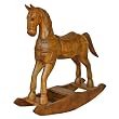Handmade Coat Of Arms Design Decorative Rocking Horse Natural Finish 35 Inch