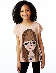 Cotton Rich Girl Print Flecked T-Shirt