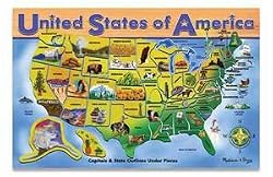 MELISSA & DOUG DELUXE WOODEN USA MAP PUZZLE