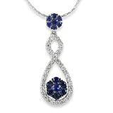 Search : 14K White Gold Diamond and Sapphire Fashion Pendant