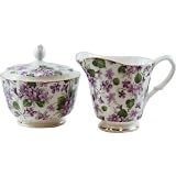 Violet Creamer and Sugar