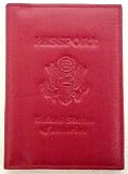 Red Leather USA Embossed Passport Holder Cover