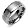 Rounded Edge Brush Finish 8mm Comfort Fit Mens Tungsten Carbide Wedding Band Ring Size 8