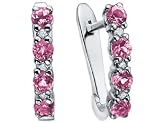 Pink Topaz Gemstone Earrings with Diamonds in White Gold