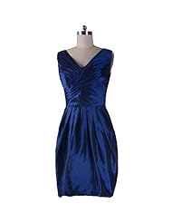 V-neck Taffeta Fitted Sheath Bridesmaid Dress 