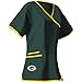Nfl Green Bay Packers Mock Wrap Scrub Solid Top