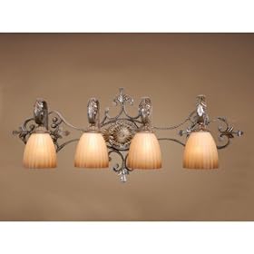 Empire - 4 Light Bathroom Vanity Lighting Fixture - Aged Walnut Bronze - Beige Tea Stain... by Vaxcel Lighting