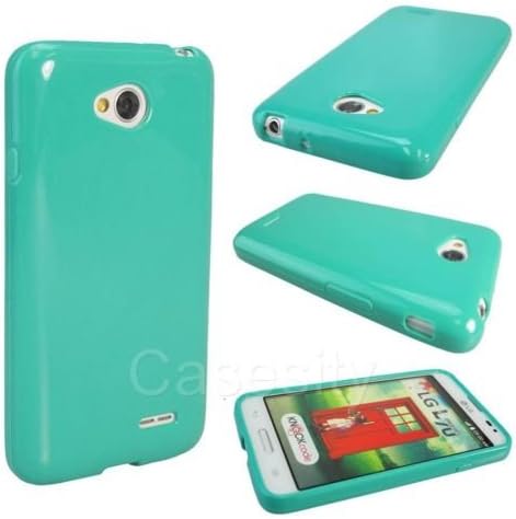 TURQUOISE GEL TPU FLEXI CANDY SKIN PHONE CASE FOR LG OPTIMUS L70 (METROPCS) [In Casesity Retail Packaging]