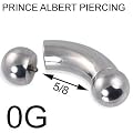 316L Surgical Steel Curved Barbell with Ball Special for Prince Albert Piercing, 0G, 5/8 - Sold Individually