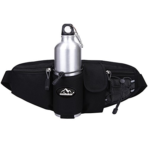 Outdoor Waist Bag, Sunhiker Sports Water Resistant Waist Pack with Water Bottle (Not Included) Holder, Running Belt Bag Pouch Fanny Pack for Hiking Running Cycling Camping Climbing Travel