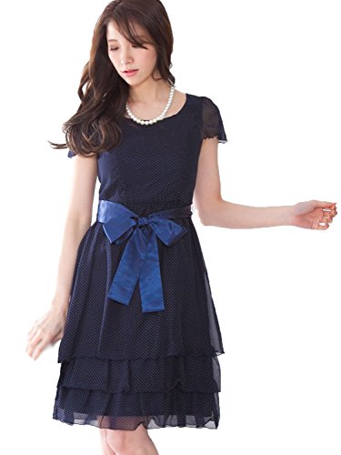 (アッドルージュ) AddRouge サテン ベルト付 シフォン ティアード ワンピース 結婚式 パーティー フォーマル[t11527]