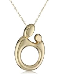 Klassics 10k Yellow Gold Polished Mother and Child Pendant Necklace, 18"