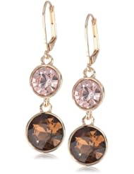 Napier "Color Sparklers" Gold-Tone Sparkling Brown Leverback Drop Earrings
