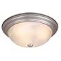 Saturn Flush Mount Finish/Size/Glass: Brushed Nickel/Small/Alabaster