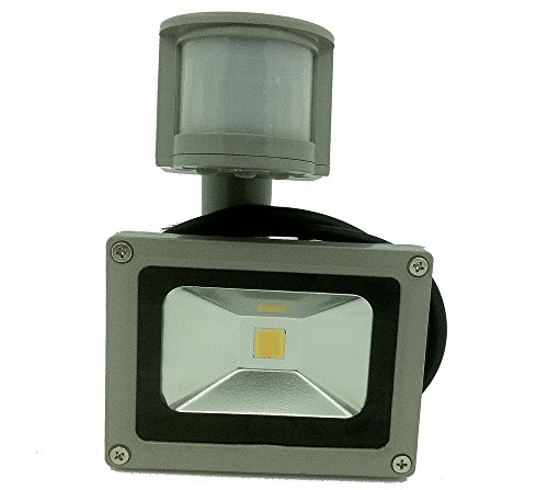 GLW® 10W 12V AC or DC 700lm LED Motion Sensor Flood Light, Smart PIR Decector Outdoor Security Floodlight 6000k Cool White, Waterproof Basement Light 100cm Cable, 80W Halogen Bulb Equivalent