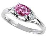 0.54 cts Genuine Pink Tourmaline and diamond Ring - 14kt White or Yellow Gold