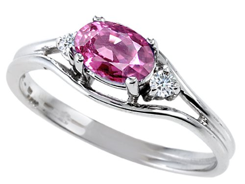 0.54 cts Genuine Pink Tourmaline and diamond Ring - 14kt White or Yellow Gold