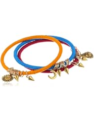 Steve Madden Multi-Colored Charm Bangle Bracelet Set, 9"