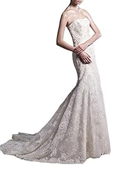 Junior Strapless Lace Beaded Mermaid Wedding Dress 