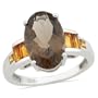 925 Sterling Silver 5.10cts Smoky Quartz and Citrine Ring